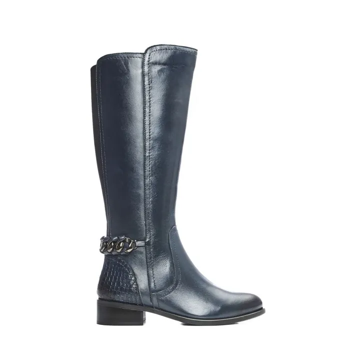 Riding And Flat Boots Women Moda In Pelle Whitley Navy Leather