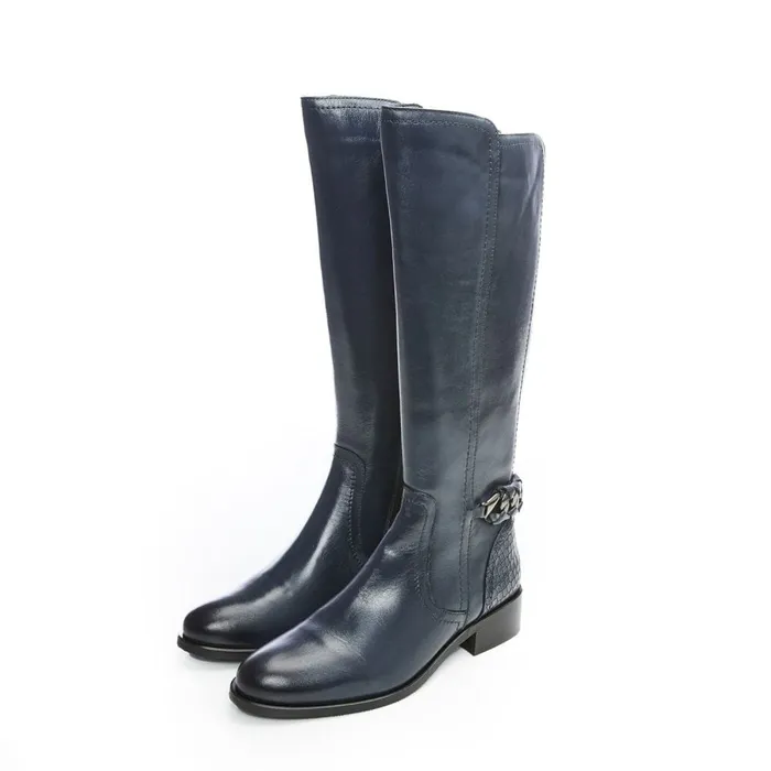 Riding And Flat Boots Women Moda In Pelle Whitley Navy Leather