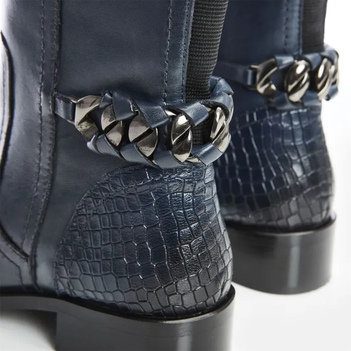 Riding And Flat Boots Women Moda In Pelle Whitley Navy Leather
