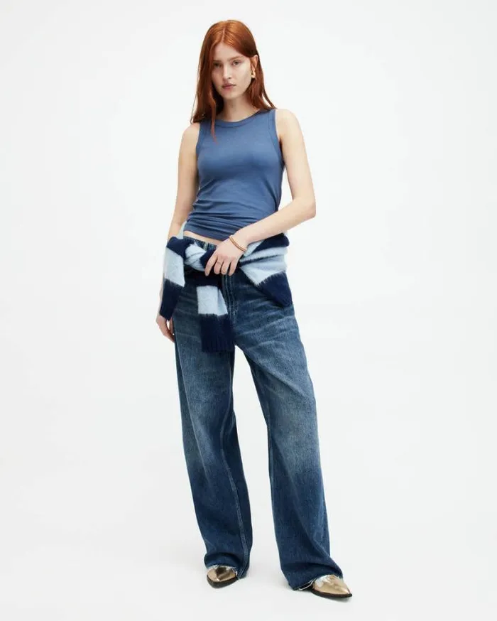 Rina Crew Neck Sleeveless Tank Top Petrol Blue Women AllSaints Tops and Shirts Rina Crew Neck Sleeveless Tank Top Petrol Blue Women AllSaints Tops and Shirts