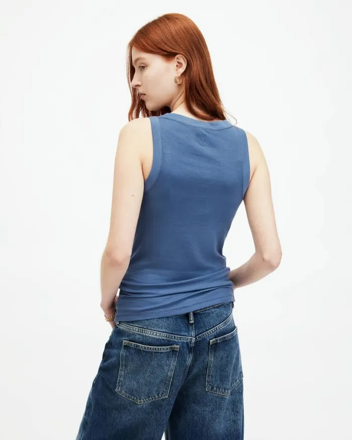Rina Crew Neck Sleeveless Tank Top Petrol Blue Women AllSaints Tops and Shirts Rina Crew Neck Sleeveless Tank Top Petrol Blue Women AllSaints Tops and Shirts