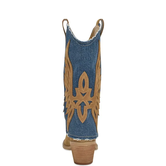 Ringer Detailed Western Boots Denimnatural Suede Women Nine West Boots and Booties Ringer Detailed Western Boots Denimnatural Suede Women Nine West Boots and Booties