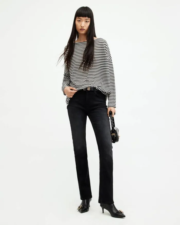 Rita Oversized Striiped TShirt Chalkink Women AllSaints Tops and Shirts