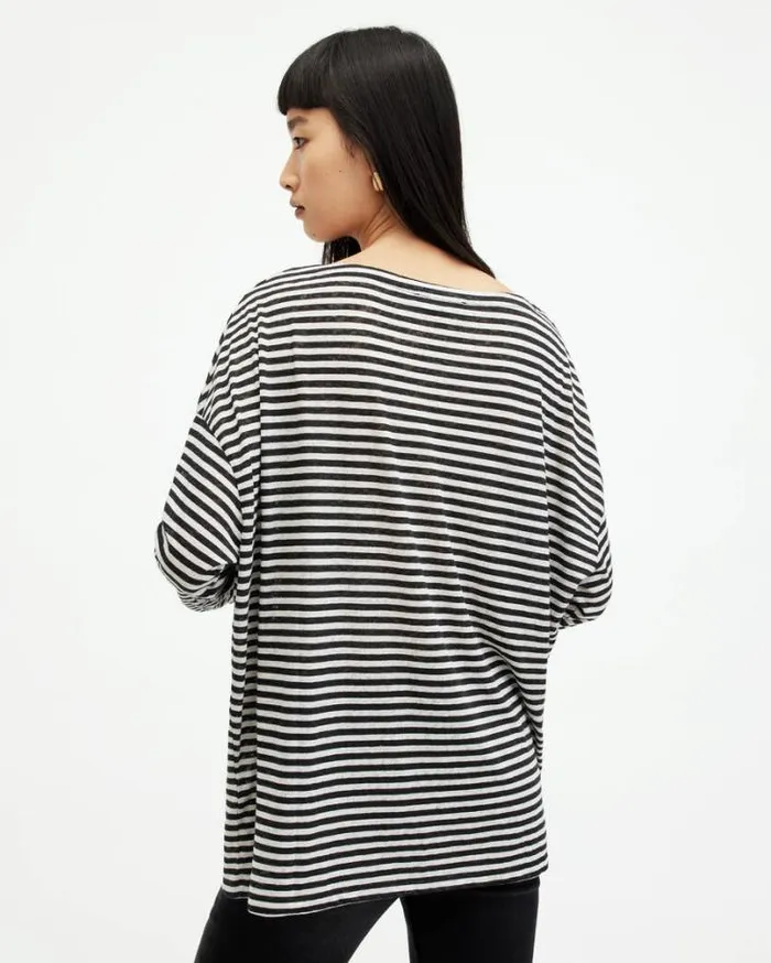 Rita Oversized Striiped TShirt Chalkink Women AllSaints Tops and Shirts