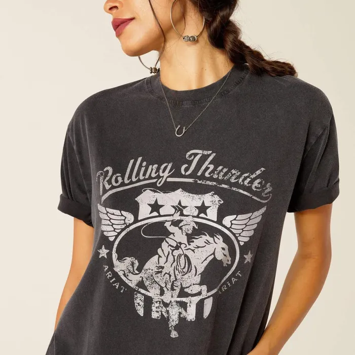 Rolling Thunder TShirt Black Acid Wash Women Ariat TShirts and Tops Rolling Thunder TShirt Black Acid Wash Women Ariat TShirts and Tops