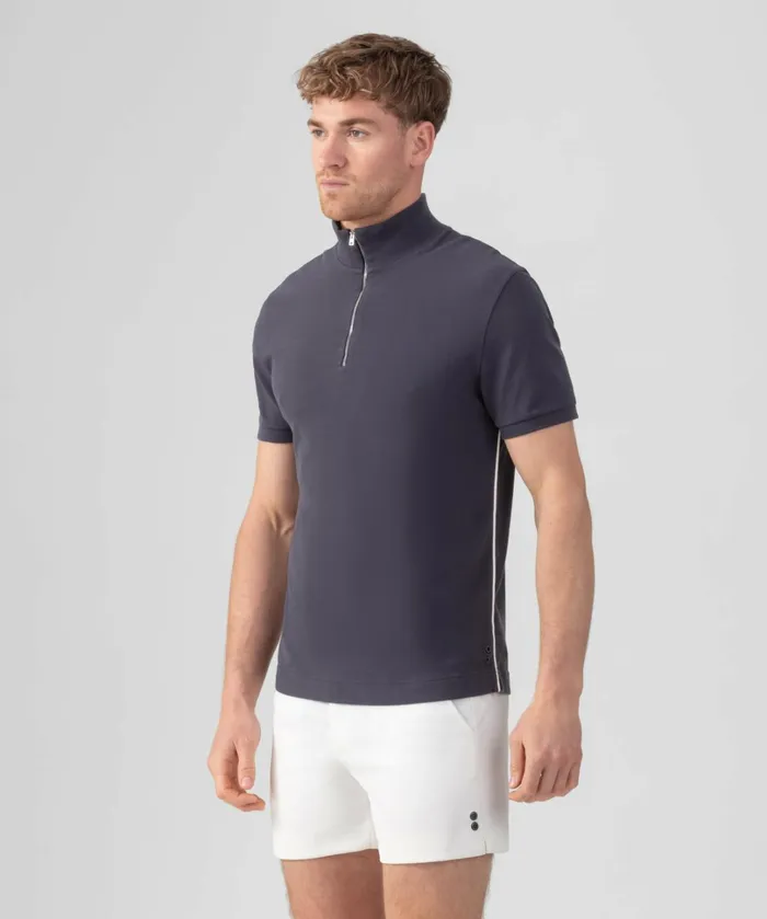 Ron Dorff Cotton Piqu Polo W Piping Lava Grey Men Polo Shirts