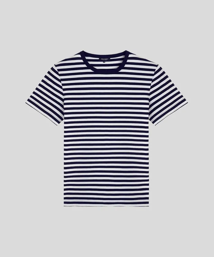 Ron Dorff Crew Neck TShirt Eyelet Edition NavyWhite Men TShirts