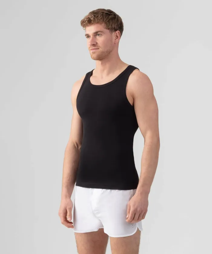 Ron Dorff Ribbed Tank Top Black Men Tank Tops