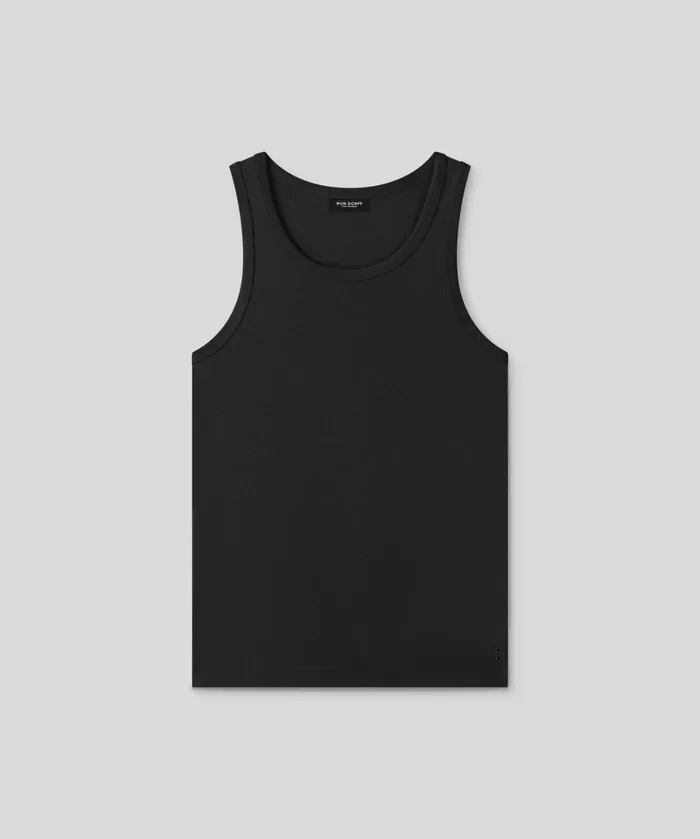 Ron Dorff Ribbed Tank Top Black Men Tank Tops