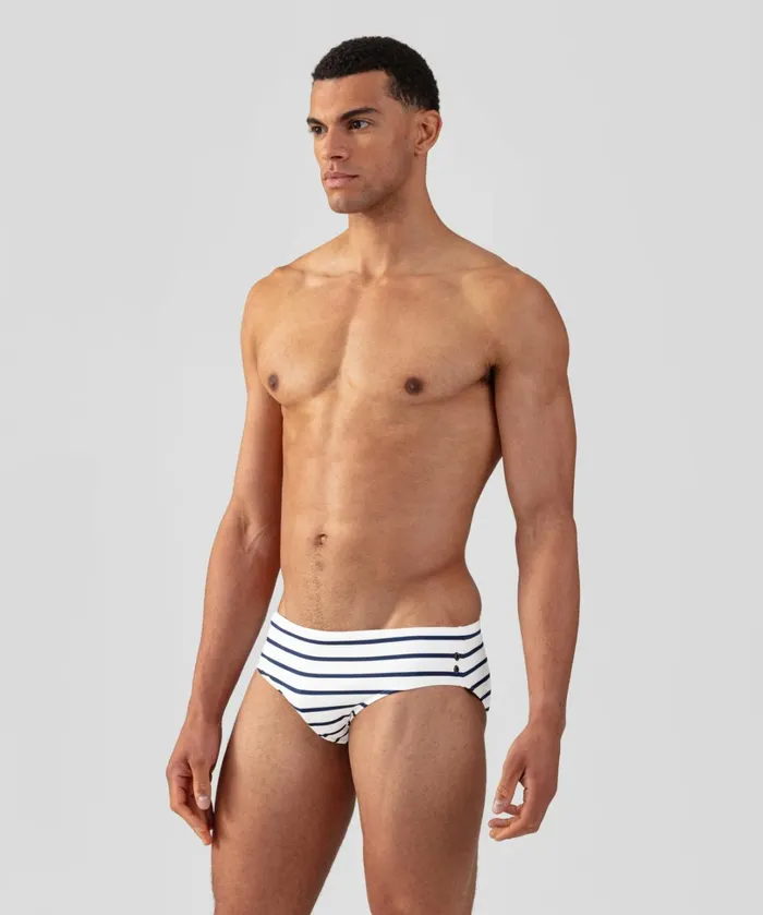 Ron Dorff Swim Briefs Irregular Stripes WhiteNavy Men Swim Briefs