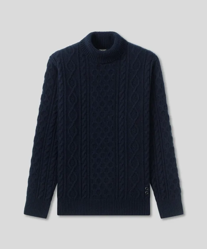 Ron Dorff Wool Cashmere Telemark Sweater Turtle Neck Navy Men Cashmere and Knitwear Tops