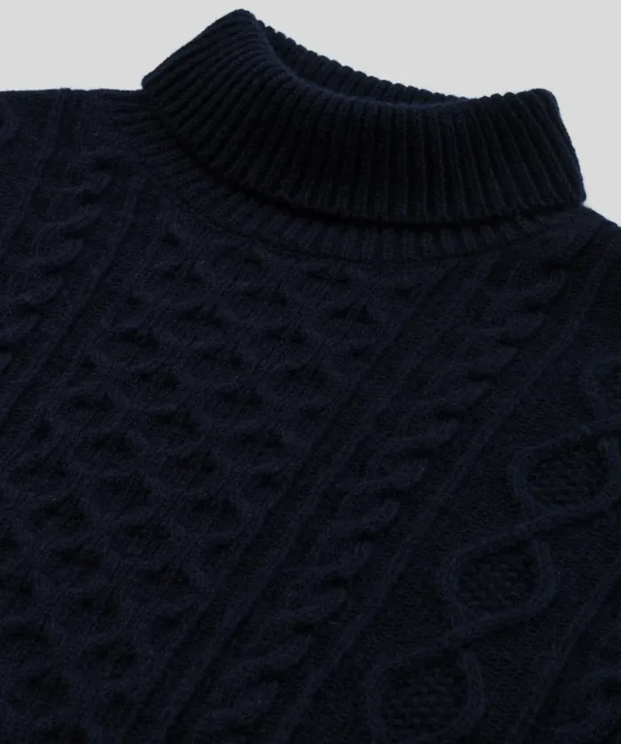 Ron Dorff Wool Cashmere Telemark Sweater Turtle Neck Navy Men Cashmere and Knitwear Tops