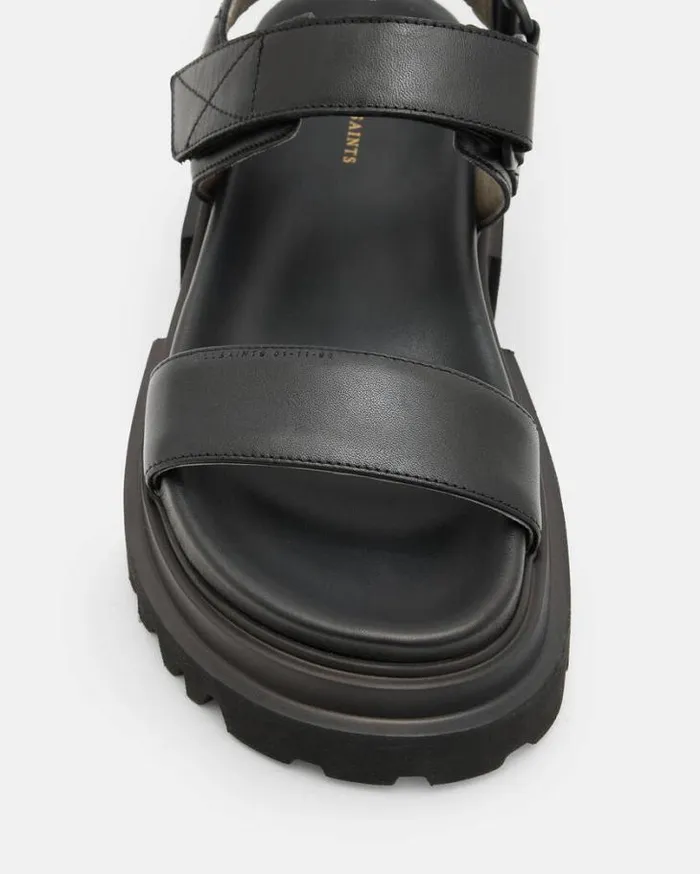 Rory Chunky Leather Velcro Sandals Black Women AllSaints Swimwear and Beachwear Rory Chunky Leather Velcro Sandals Black Women AllSaints Swimwear and Beachwear