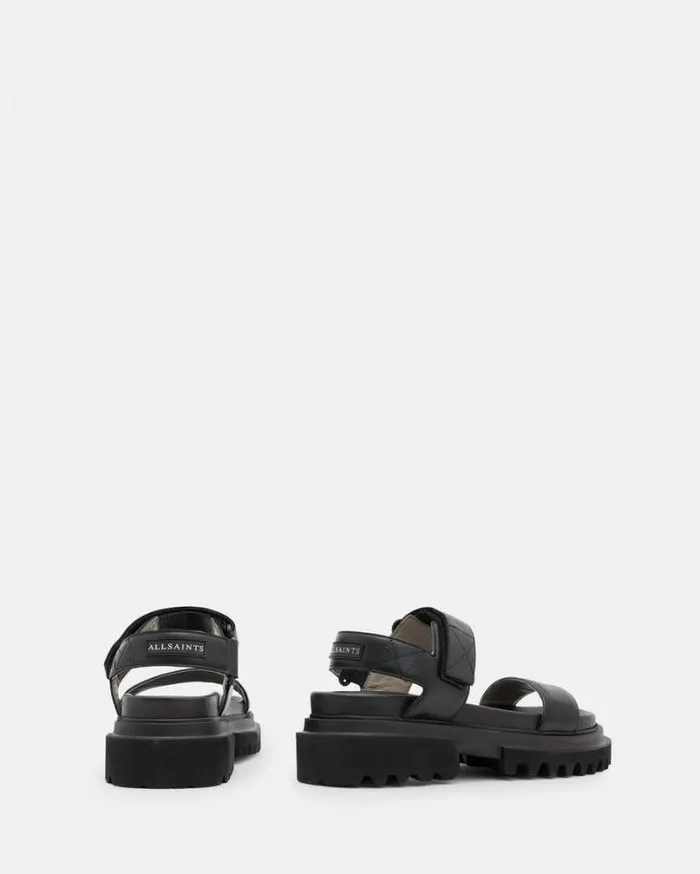 Rory Chunky Leather Velcro Sandals Black Women AllSaints Swimwear and Beachwear Rory Chunky Leather Velcro Sandals Black Women AllSaints Swimwear and Beachwear
