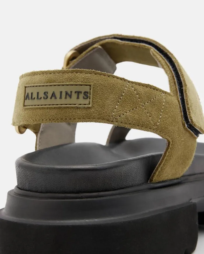 Rory Chunky Suede Velcro Sandals Khaki Green Women AllSaints Shoes and Boots Rory Chunky Suede Velcro Sandals Khaki Green Women AllSaints Shoes and Boots