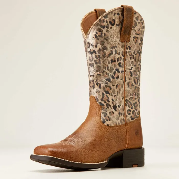 Round Up Wide Square Toe Western Boot Pearl Brown Women Ariat Western Boots