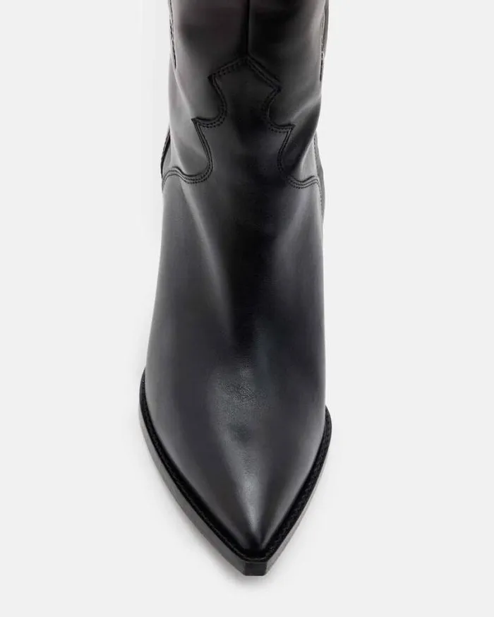 Roxanne Knee High Western Leather Boots Black Women AllSaints Shoes and Boots Roxanne Knee High Western Leather Boots Black Women AllSaints Shoes and Boots