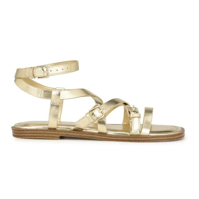 Rulen Flat Strappy Sandals Platino Women Nine West Sandals