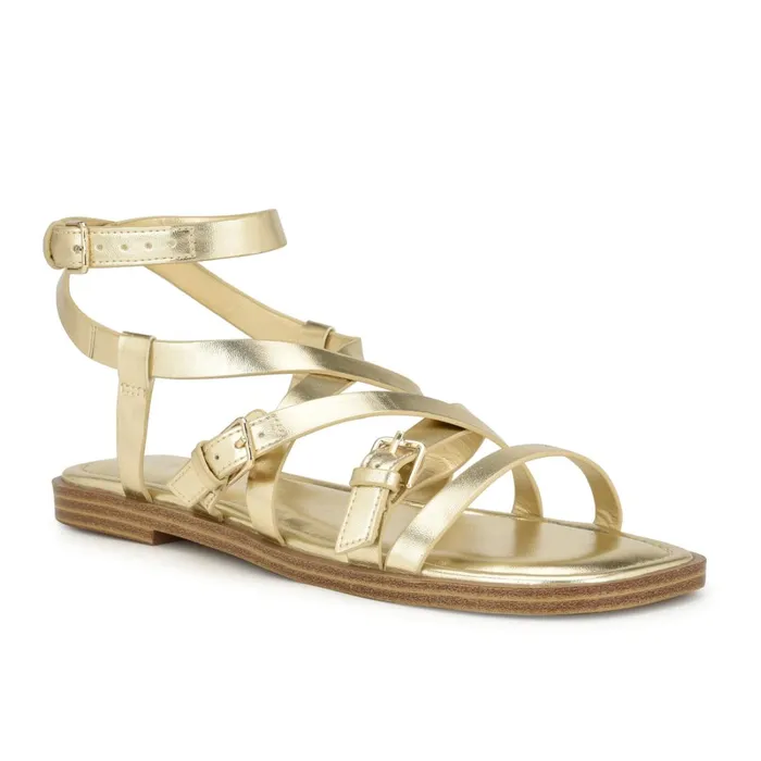 Rulen Flat Strappy Sandals Platino Women Nine West Sandals Rulen Flat Strappy Sandals Platino Women Nine West Sandals