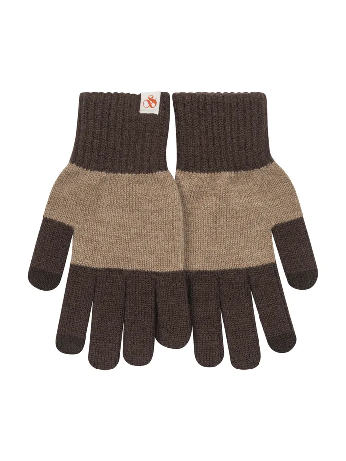 SandS COLOR BLOCK KNIT GLOVE Dark Brown Women Scotch and Soda Hats Scarves and Gloves SandS COLOR BLOCK KNIT GLOVE Dark Brown Women Scotch and Soda Hats Scarves and Gloves