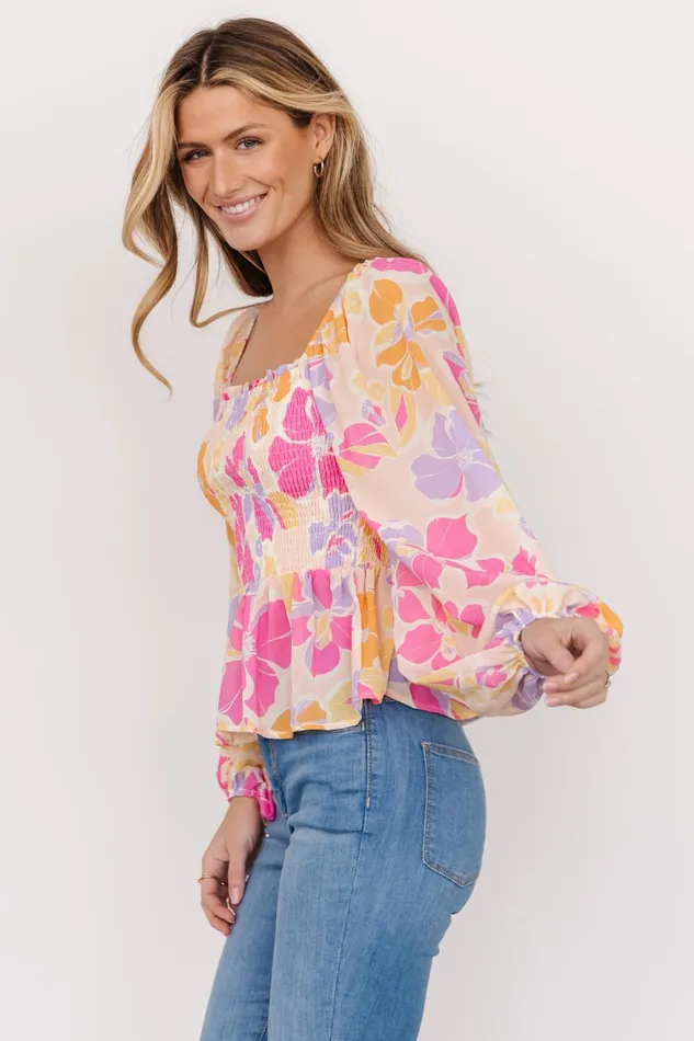 Sally Smocked Top Pink Multi Women Baltic Born Blouses Shirts Sally Smocked Top Pink Multi Women Baltic Born Blouses Shirts