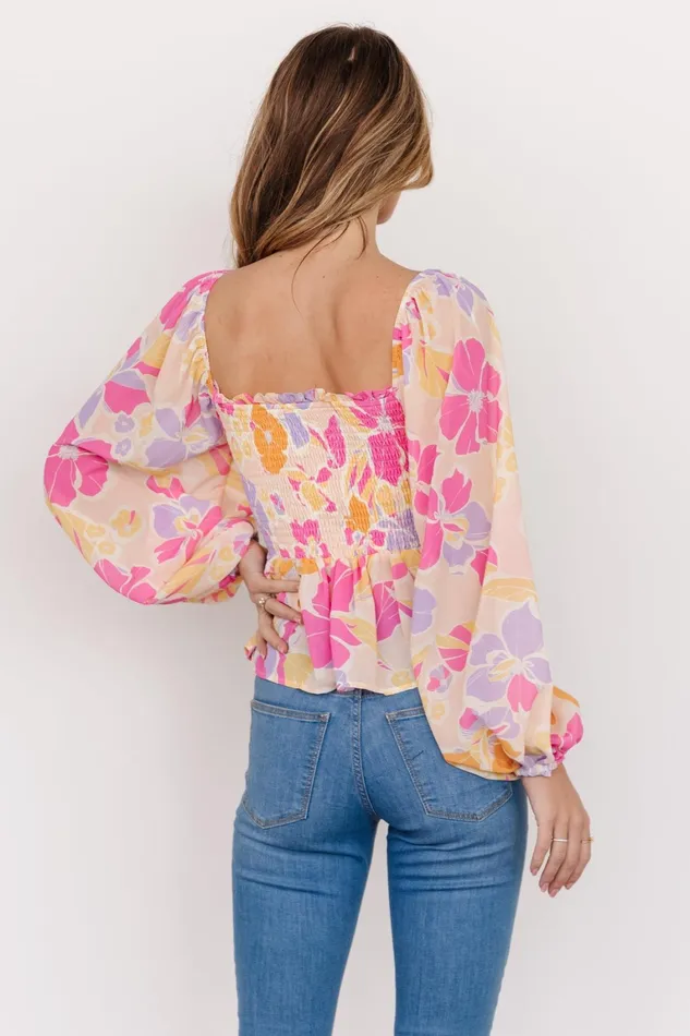 Sally Smocked Top Pink Multi Women Baltic Born Blouses Shirts Sally Smocked Top Pink Multi Women Baltic Born Blouses Shirts