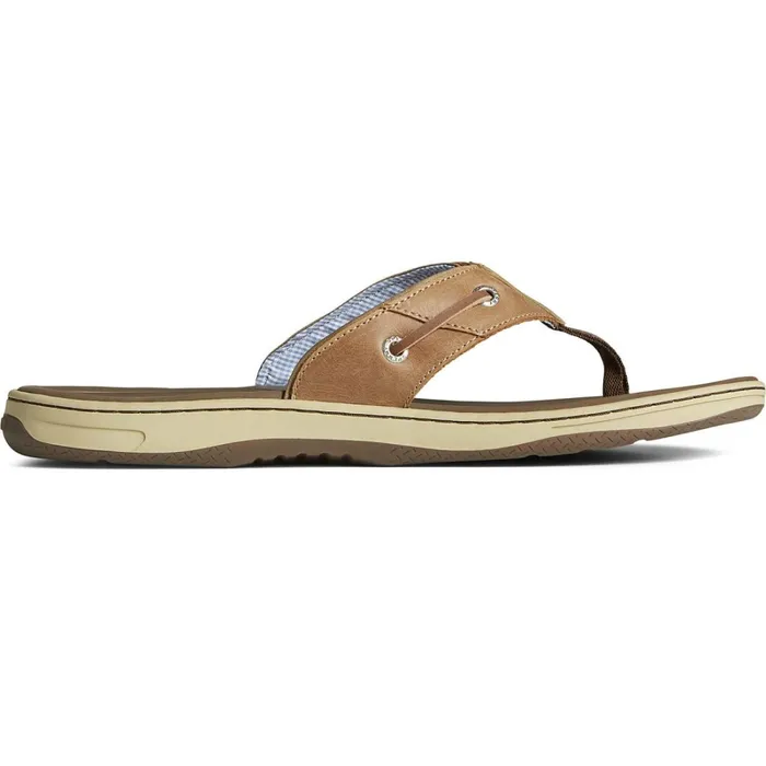 Sandals Men Sperry Baitfish Flip Flops Tan Leather