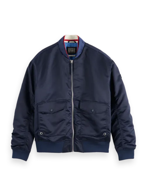 SATIN BOMBER Night Men Scotch and Soda Jackets and Coats