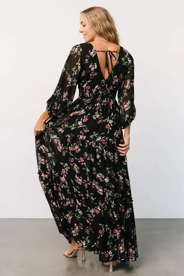Sawyer Tiered Maxi Dress Black Berry Women Baltic Born Bump Friendly Sawyer Tiered Maxi Dress Black Berry Women Baltic Born Bump Friendly