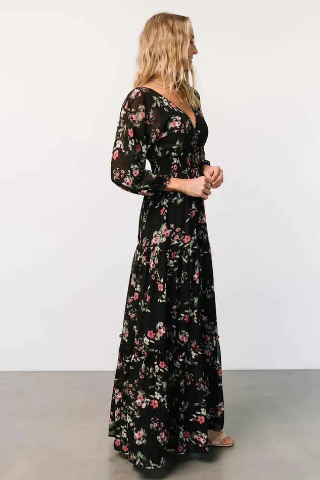 Sawyer Tiered Maxi Dress Black Berry Women Baltic Born Bump Friendly Sawyer Tiered Maxi Dress Black Berry Women Baltic Born Bump Friendly