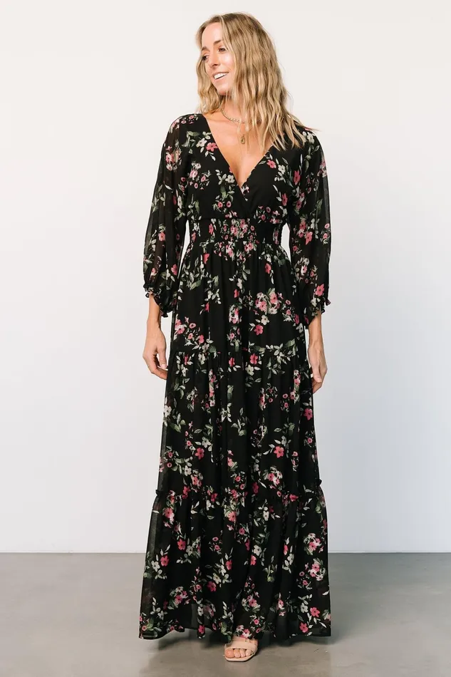 Sawyer Tiered Maxi Dress Black Berry Women Baltic Born Bump Friendly Sawyer Tiered Maxi Dress Black Berry Women Baltic Born Bump Friendly