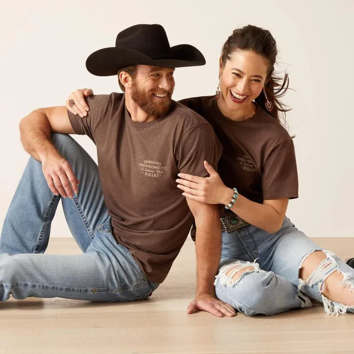 Sendero Mucho Western TShirt Brown Heather MenWomen Ariat TShirts and Polos