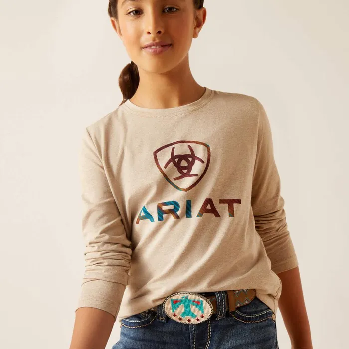 Serape Shield Shirt Oatmeal Heather Kids Ariat TShirts and Polos Serape Shield Shirt Oatmeal Heather Kids Ariat TShirts and Polos