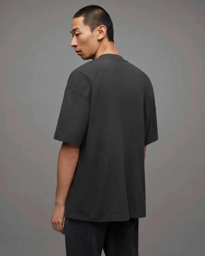 Serenade Graphic Print Crew Neck TShirt Jet Black Men AllSaints TShirts