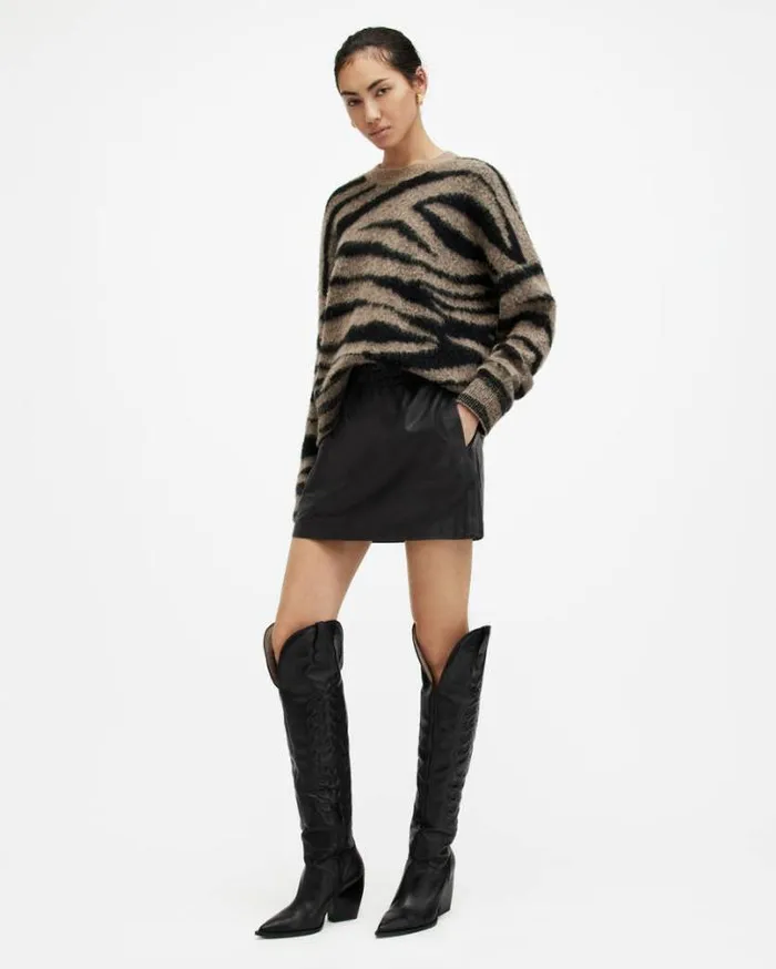 Shana Leather Mini Skirt Black Women AllSaints Skirts and Shorts