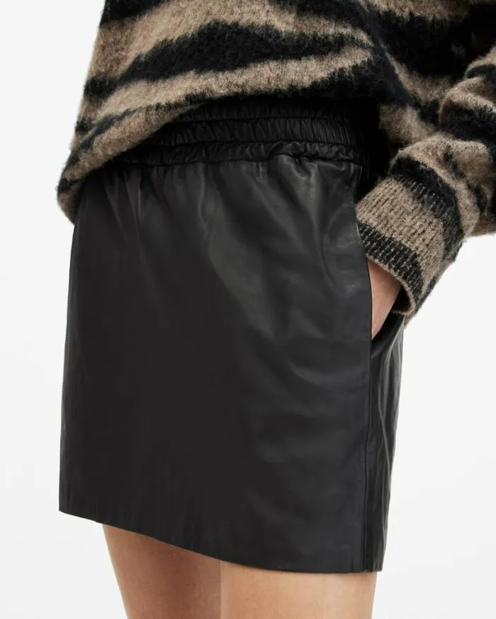 Shana Leather Mini Skirt Black Women AllSaints Skirts and Shorts