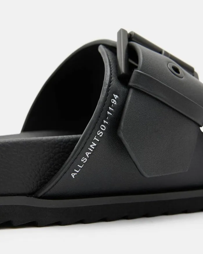 Sian Leather Buckle Sandals Black Women AllSaints Shoes and Boots