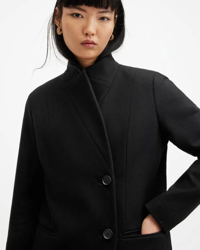 Sidney Wool Cashmere Blend Tailored Coat Black Women AllSaints Jackets and Coats Sidney Wool Cashmere Blend Tailored Coat Black Women AllSaints Jackets and Coats