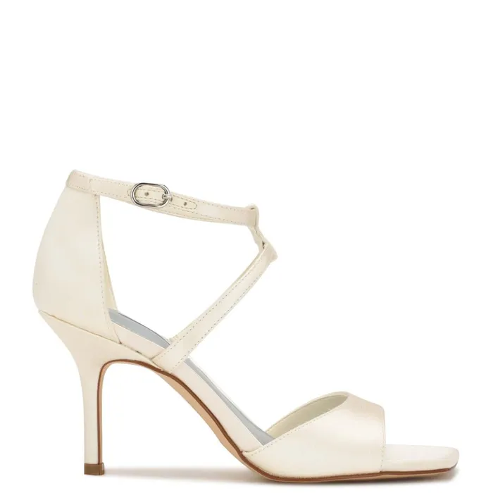 Sighs Heeled Sandals Silver Shimmer Women Nine West Dress