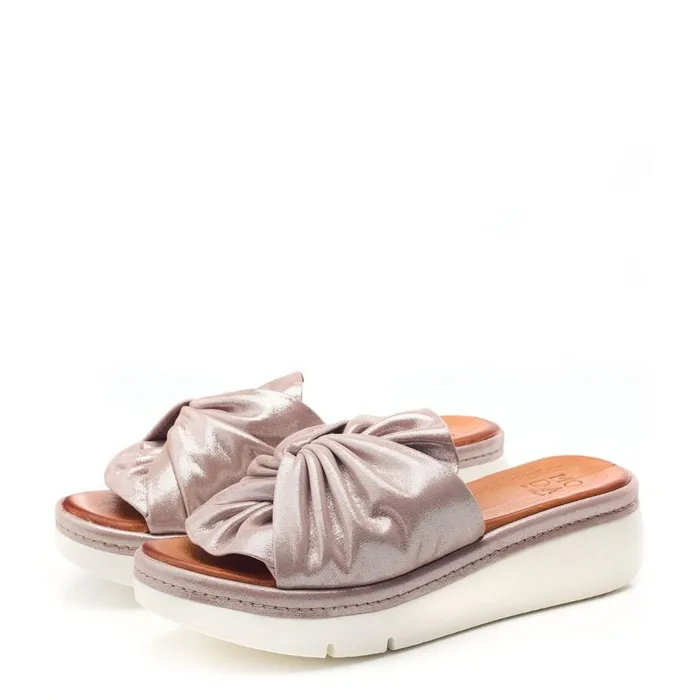 Slider Sandals Women Moda In Pelle Ollin Rose Gold Leather