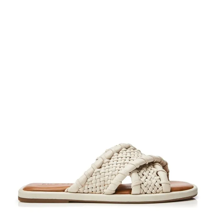 Slider Sandals Women Moda In Pelle Shoon Sh Scope Off White Leather