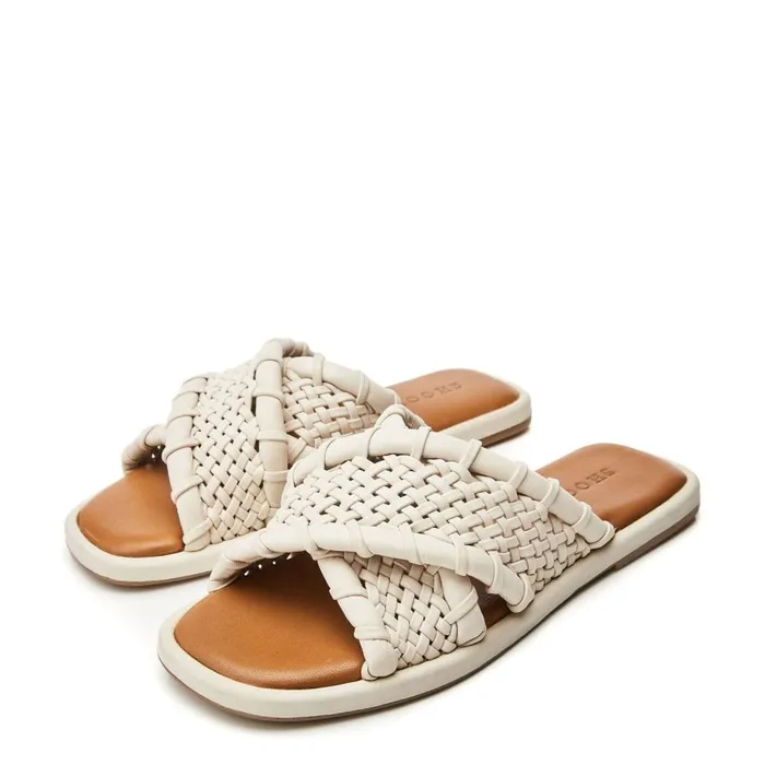 Slider Sandals Women Moda In Pelle Shoon Sh Scope Off White Leather