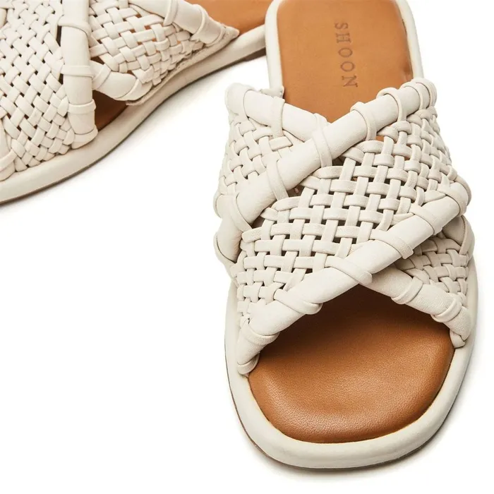 Slider Sandals Women Moda In Pelle Shoon Sh Scope Off White Leather