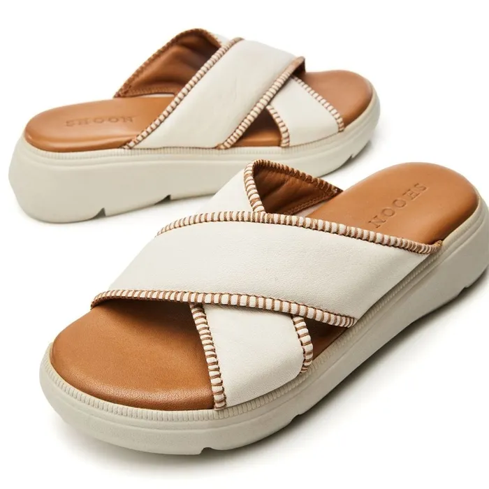 Slider Sandals Women Moda In Pelle Shoon Sh Sektor Ivory Leather