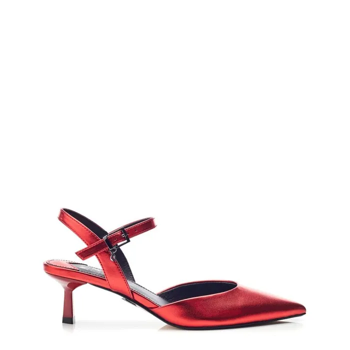 Slingback Heels Women Moda In Pelle Jobourg Red Metallic