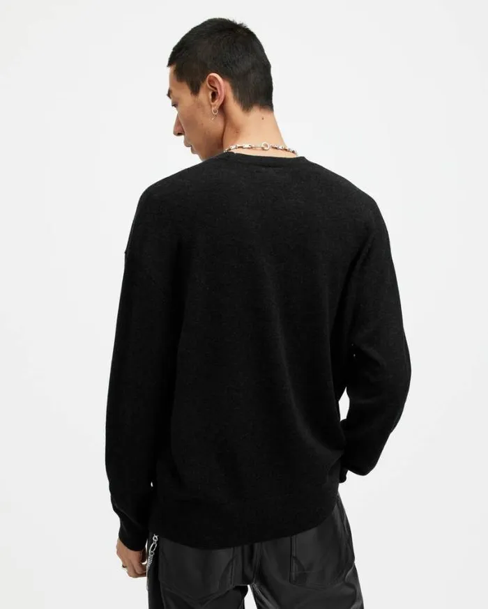 Smile Saints Oversized Crew Sweater Cinder Blackecru Men AllSaints Sweaters