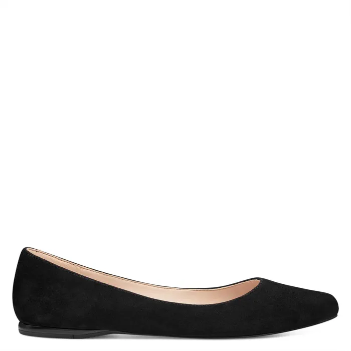 Speakup Almond Toe Flats Black Suede Women Nine West Loafers and Tailored Flats