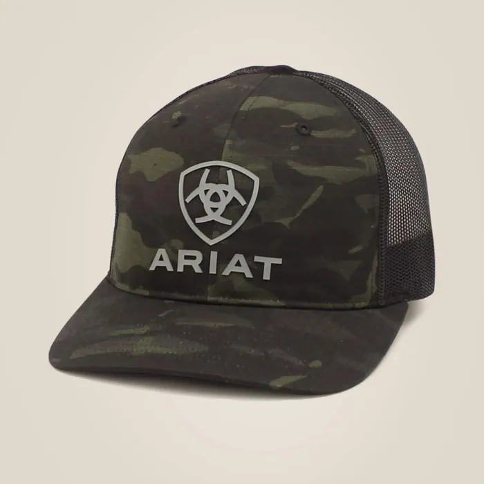 Stacked Logo Cap Black Camo Men Ariat Hats and Caps
