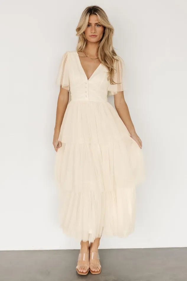 Starlet Tiered Maxi Dress Cream Women Baltic Born Bridal