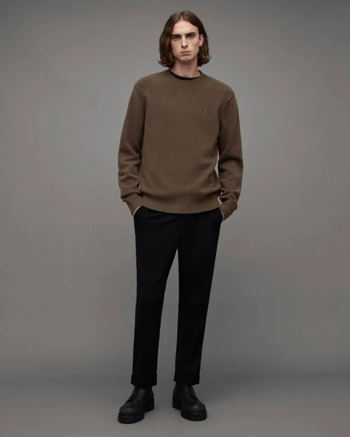 Statten Ramskull Crew Neck Sweater Ash Khaki Green Men AllSaints Sweatshirts and Hoodies Statten Ramskull Crew Neck Sweater Ash Khaki Green Men AllSaints Sweatshirts and Hoodies